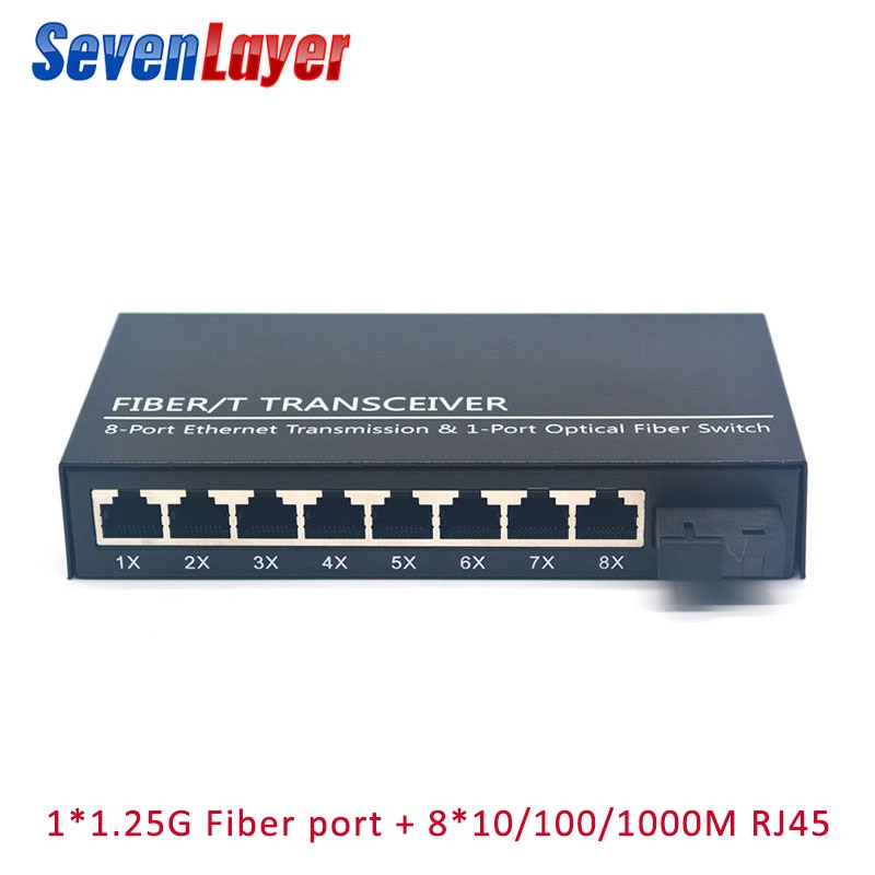 fiber optical switch 8 RJ45 1 SC fiber Port 1G8E Media Converter 10/100/1000M Gigabit switch Ethernet Single Mode