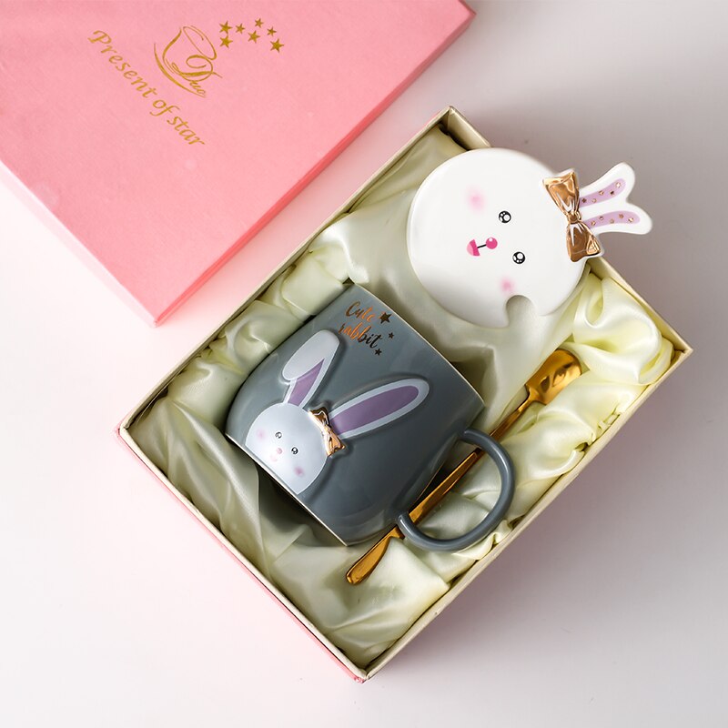 cute rabbit ceramic mug office girl coffee milk cup: D