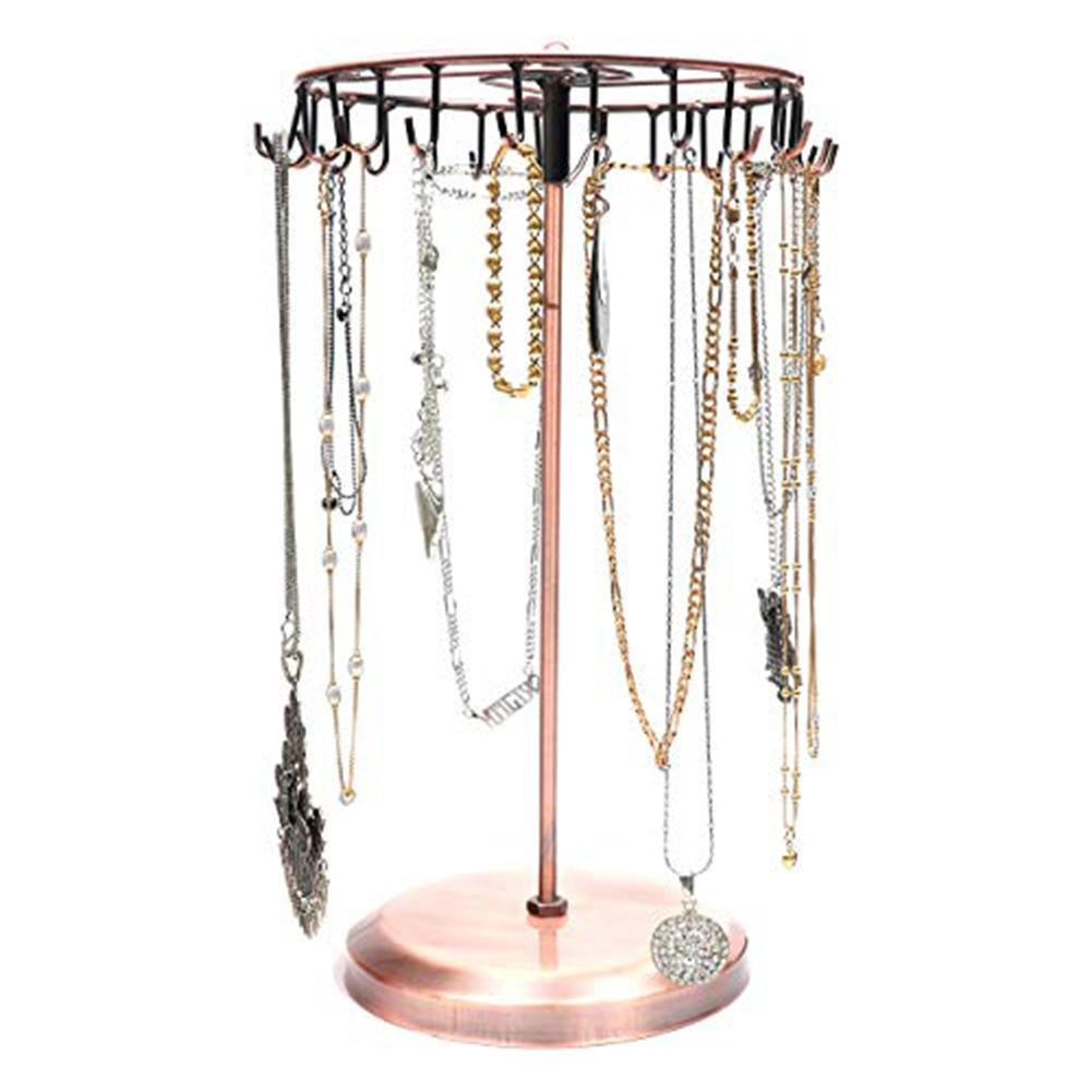 23 Hooks Rotating Necklace Display HolderRack Metal Storage Shelf Jewelry Hanger Pendant Bracelet Jewelry Stand Rack
