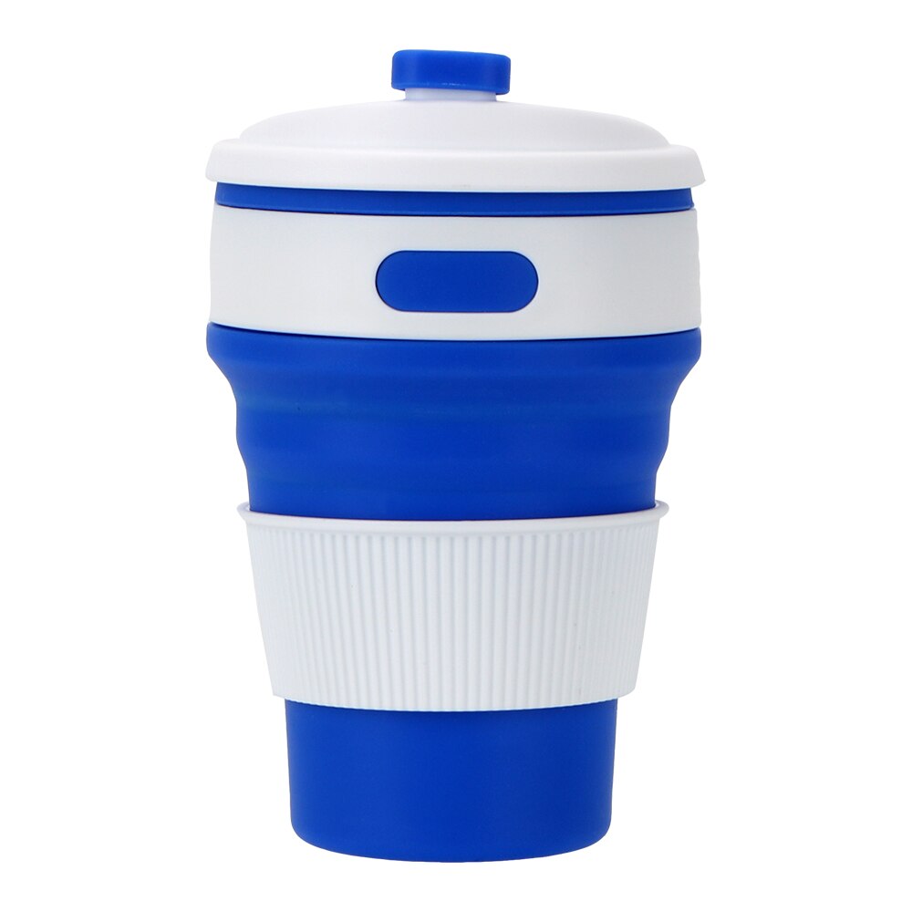Silicone Travel Cup Coffee Mugs Drinking Ware Mug Folding Water Cups BPA FREE Portable Collapsible Food Grade Tea Coffee Cups: Blue
