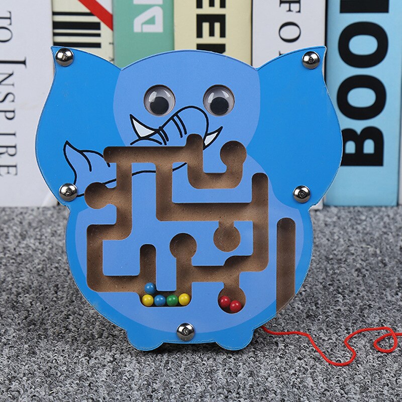 Kids Magnetic Maze Toy Wooden Puzzle Game Children Early Educational Brain Teaser Animal Cartoon Toy Intellectual Jigsaw Board