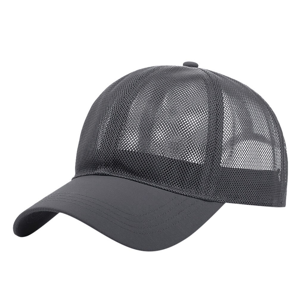 Outdoor Zomer Mesh Ademend Sport Cap Verstelbare Eenvoudige Casual Zonnehoed Unisex Effen Kleur Baseball Cap # P30: Grijs