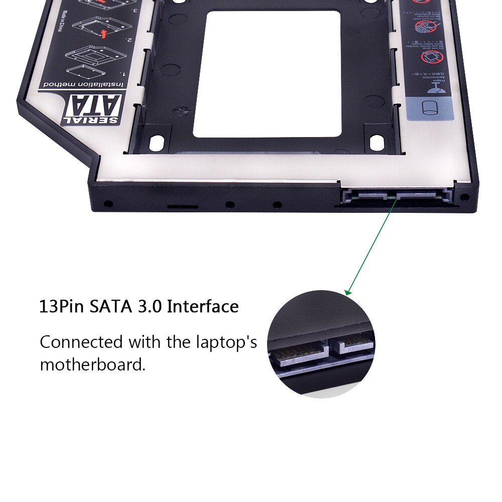 CHIPAL Universele 2nd HDD Caddy 9.5mm SATA 3.0 LED voor 2.5 Inch SSD Case Harde Schijf Behuizing voor laptop CD DVD ROM Optibay