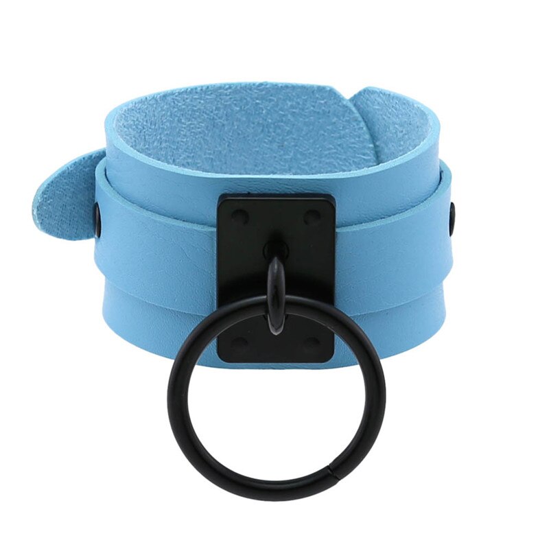 Bracelet punk rond en cuir pu, manchette gothique multicolore, pour femmes et hommes, bijoux de fête: Couleur 10