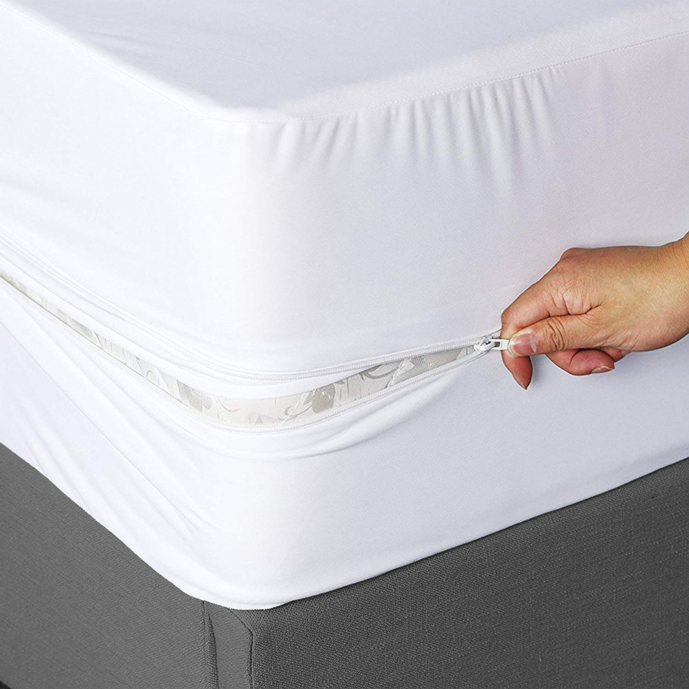 6-Sides Fully Enclosed Waterproof Mattress Cover with Zipper Dust-proof Fitted Sheet for Double Bed, Twin, Full, Queen, King: 1.2m (4 feet) bed / WHITE