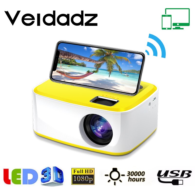 VEIDADZ-minibolsa de almacenamiento portátil T20, proyector de cine con pantalla integrada, LED, USB, para foto, Video, pagador, para el hogar