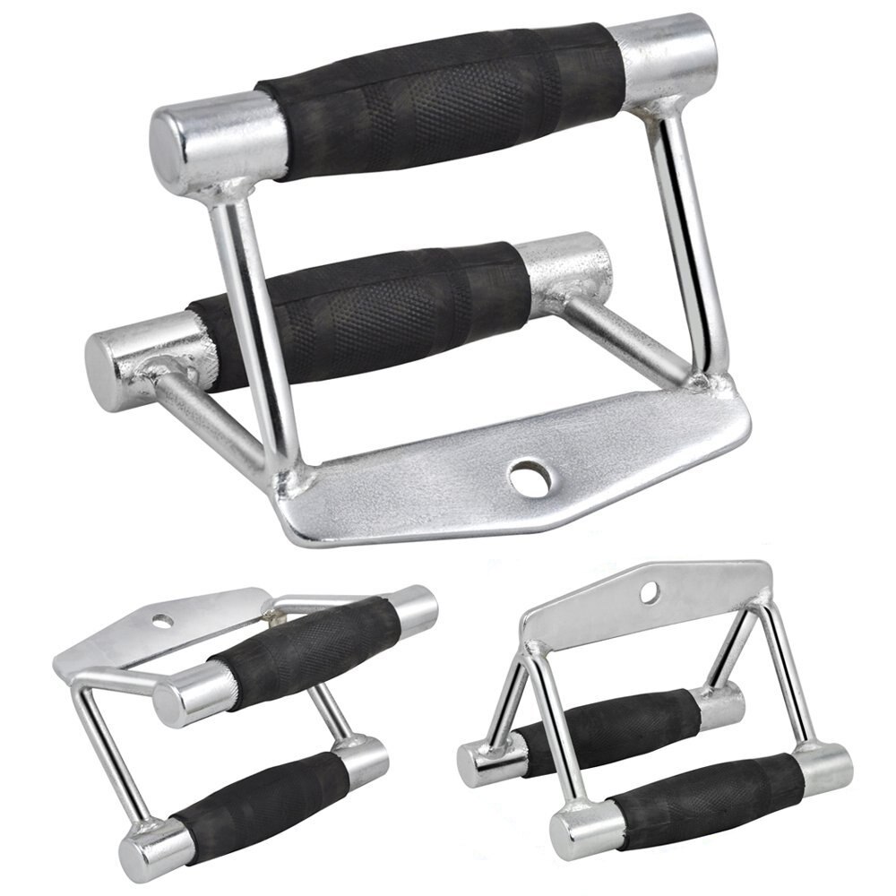 Stirrup Multi Gym Attachment Home Grip Bar Workout Rubber Handle Seated Row Chinning Cable