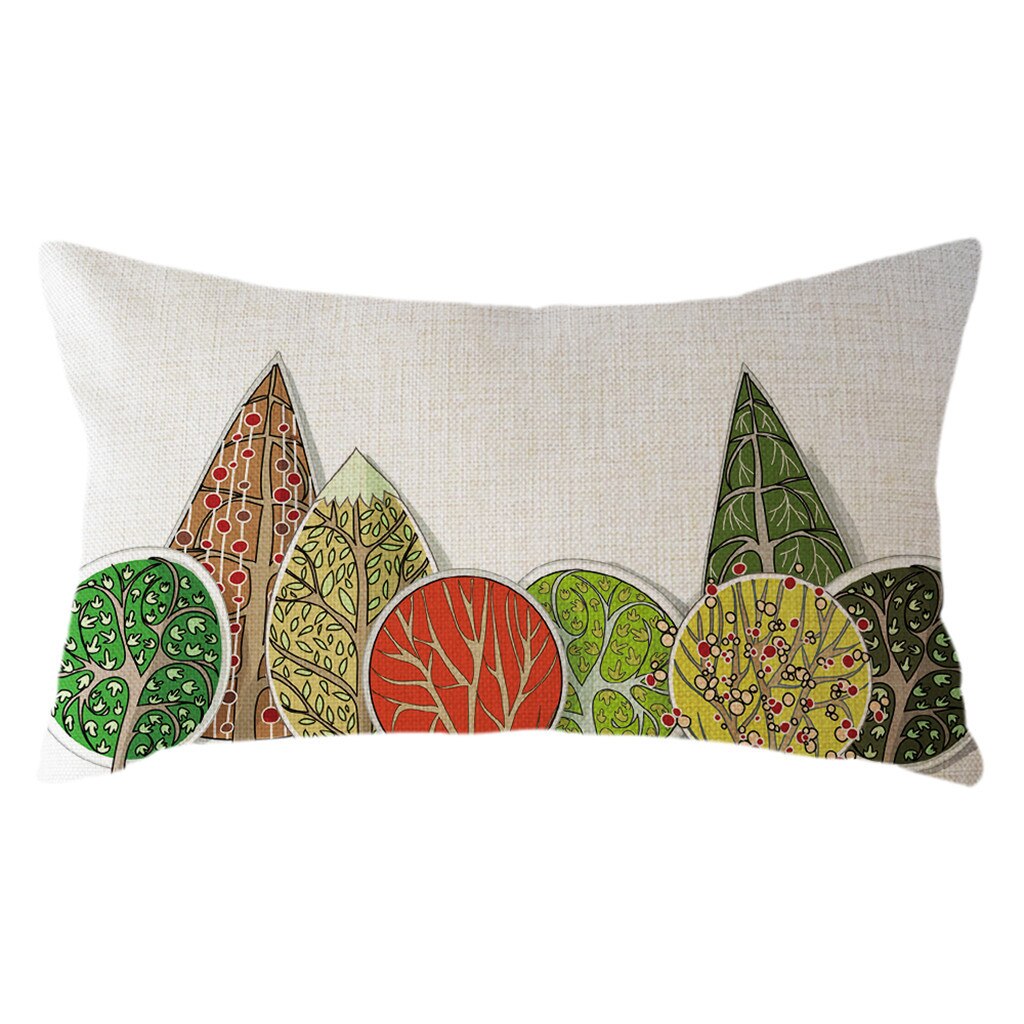 Cojines para sillas, cojines geométricos minimalistas de lino (30cm x 50cm), cojines con estampado de Árbol Verde, decoración del hogar de primavera, cojines: C