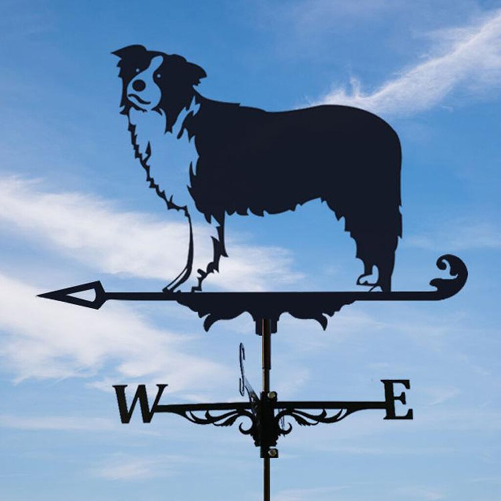 Farmhouse Weather Vanes Roof Mount, Wind Direction Indicator Kit Outdoor Metal Bracket Weather Vane: Collies