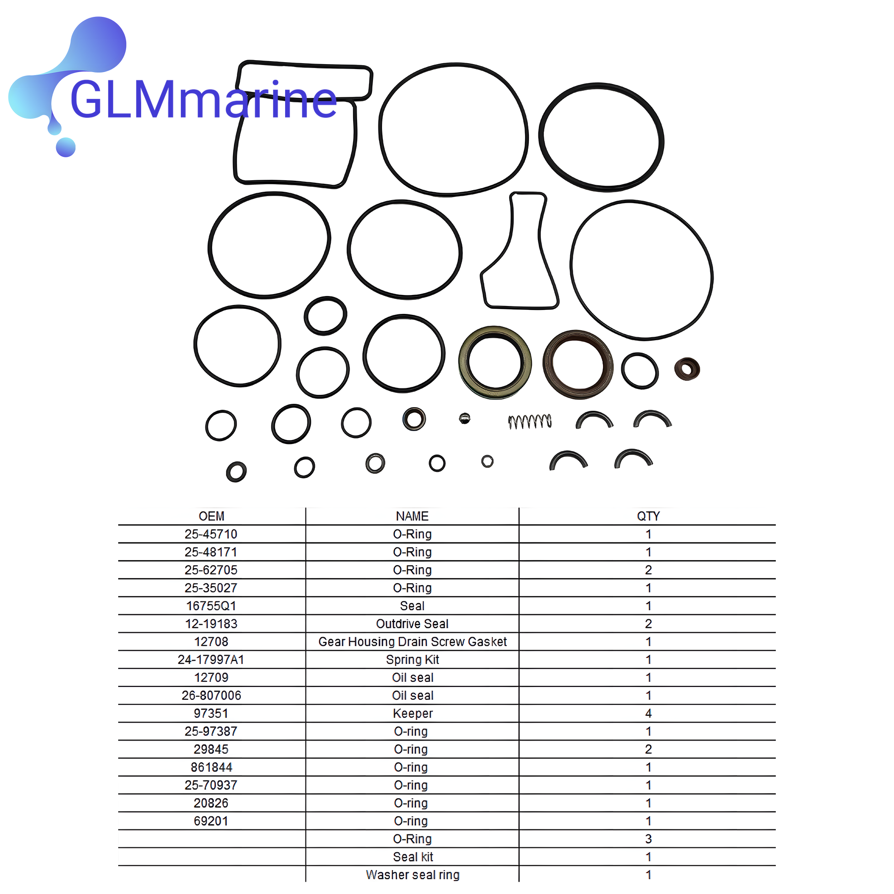 Upper Unit Seal Kit 16709A1 for MerCruiser Sterndrive Bravo I II III X XR XZ BLACKHAWK 16709A2 Replace Sierra 18-2643 GLM 87480