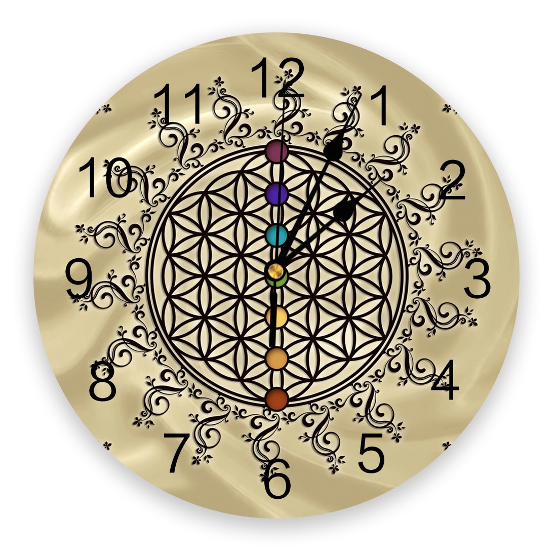 Flower of Life-Reloj de pared de Yoga Zen para decoración del hogar, reloj de pared silencioso para cocina, reloj de pared de salón Digital