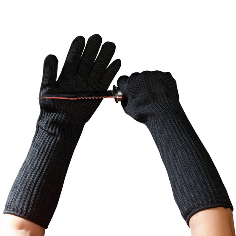 2PCS Long Sleeve Anti-cutting Steel Glove for Protective Hand