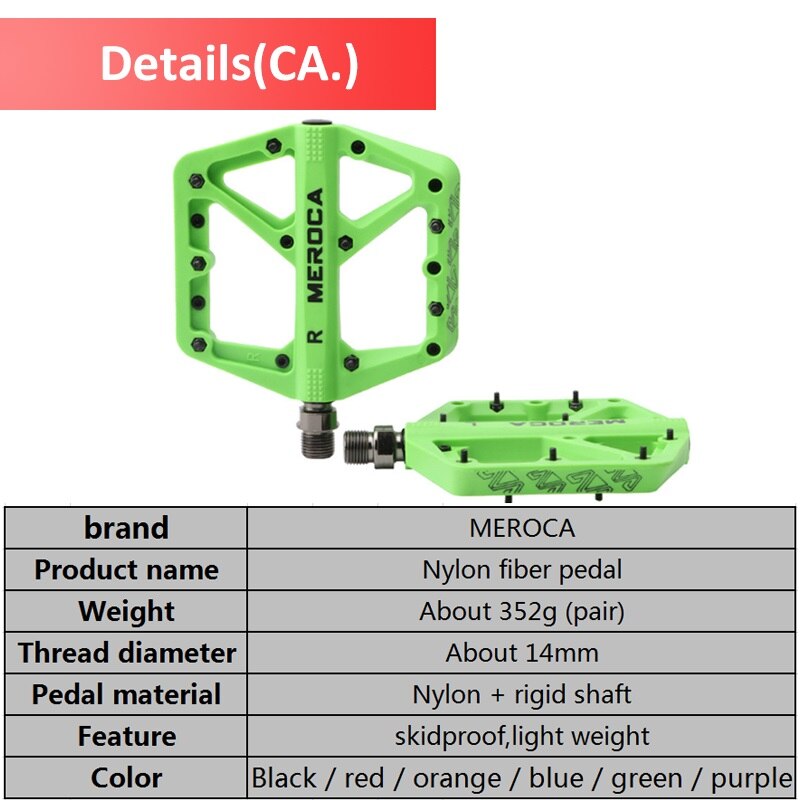 MEROCA MTB Pedal Seal bearing Platform pedals Nylon 9/16" Universal pedal Ultralight Non-slip Mountain Bike Parts 1Pair