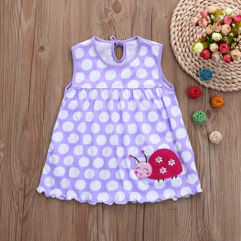 Sommer Mädchen Kleid Kleinkind Nettes Baby Baumwolle Blume freundlicher Punkt Abschläge T-Shirt Weste Ärmelloses Mädchen lässig freundlicher Kleidung: I