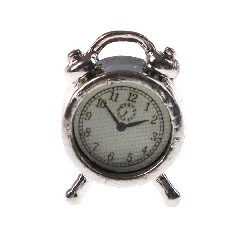 1/12 Dollhouse Miniature Living Room A Metal Alarm Clock: SV