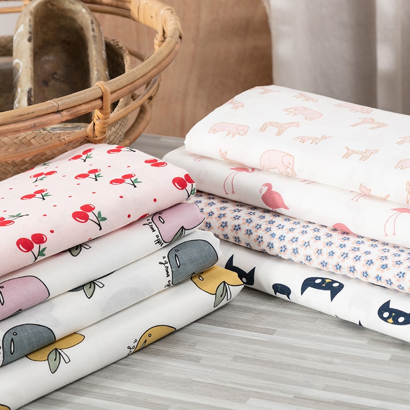 40s dobbeltlags trykt gasbind ansiktsmaske stoff sy baby pyjamas og undertøy stoff