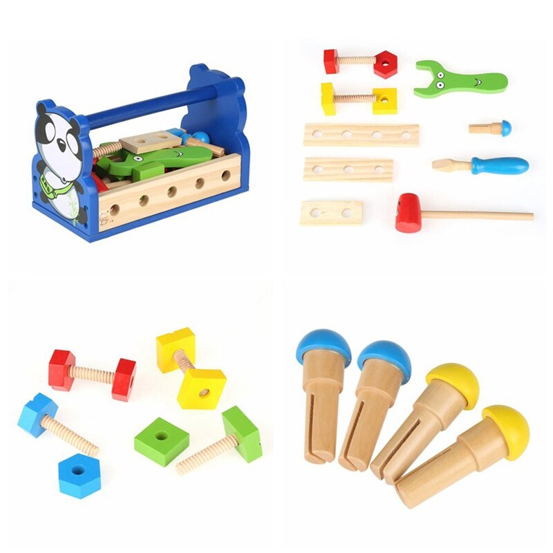 Infantil Panda herramienta cesta niños rompecabezas tuercas montaje parche madera juguete desmontable tuerca de juguete montaje niños Juguetes
