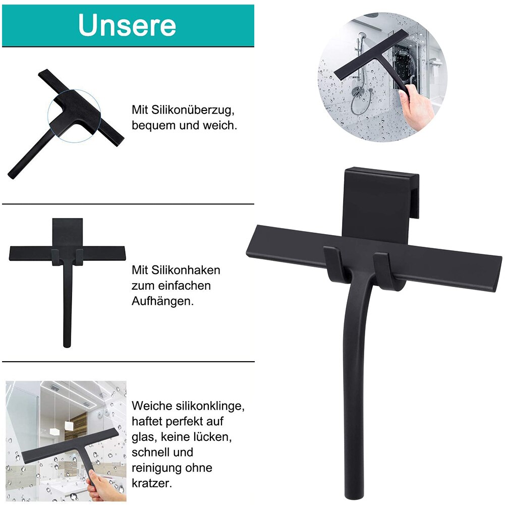 Window Glass Mirror Wiper Cleaner with Hook Window Glass Wiper Scraper Cleaner Silicone Shower Squeegee Bathroom