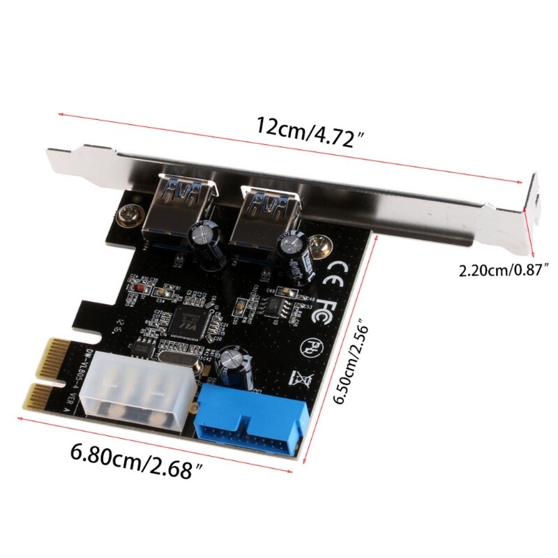 2 porte pci express usb 3.0 frontpanel med kontrolkortadapter 4- pin & 20 pin
