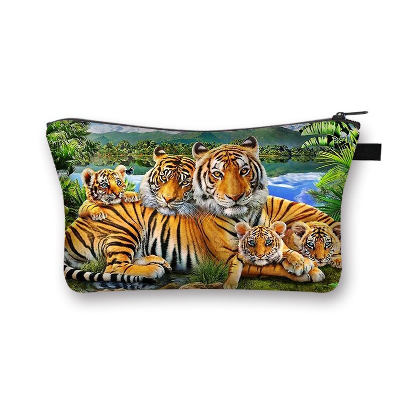 Biały nadruk tygrysa kosmetyczka moda kosmetyczka kosmetyczka torebka na suwak Organizer podróżna kosmetyczka kosmetyczka dziewczyny Mini torebka: shzbtiger3