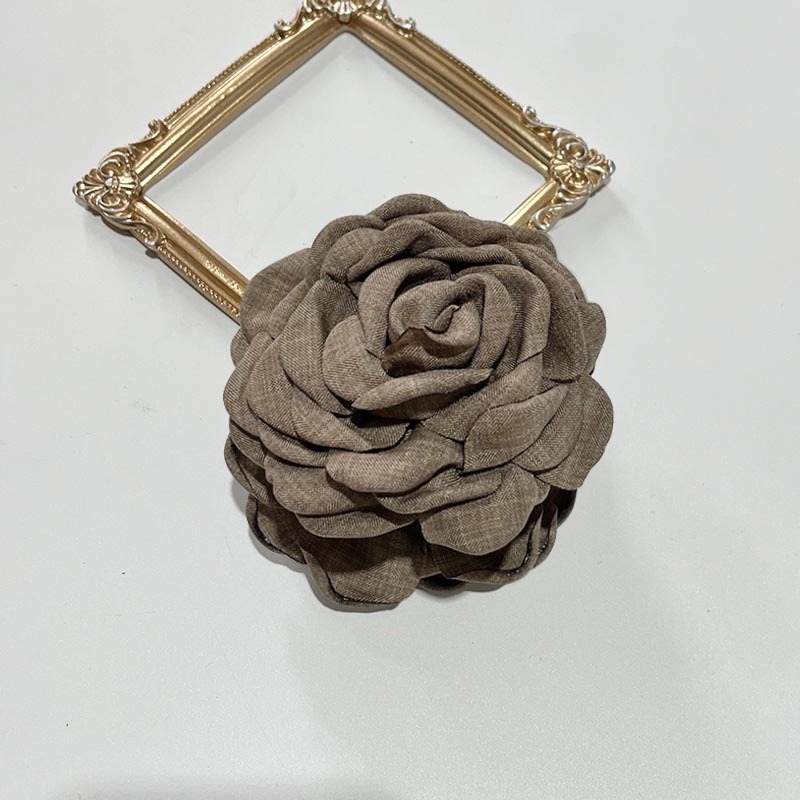 Pinzas en forma de garra para el pelo con forma de rosa de tela francesa para mujeres y niñas, pasador, horquillas, pinzas para el pelo, accesorios para el cabello,: Gris