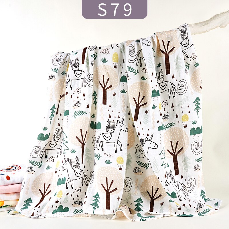 Elinfantil 100% musselina algodão swaddle bebê andando cobertor cobertura toalha de banho cobertor de ar condicionado cobertor 120 × 120cm: S79- muslin swaddle