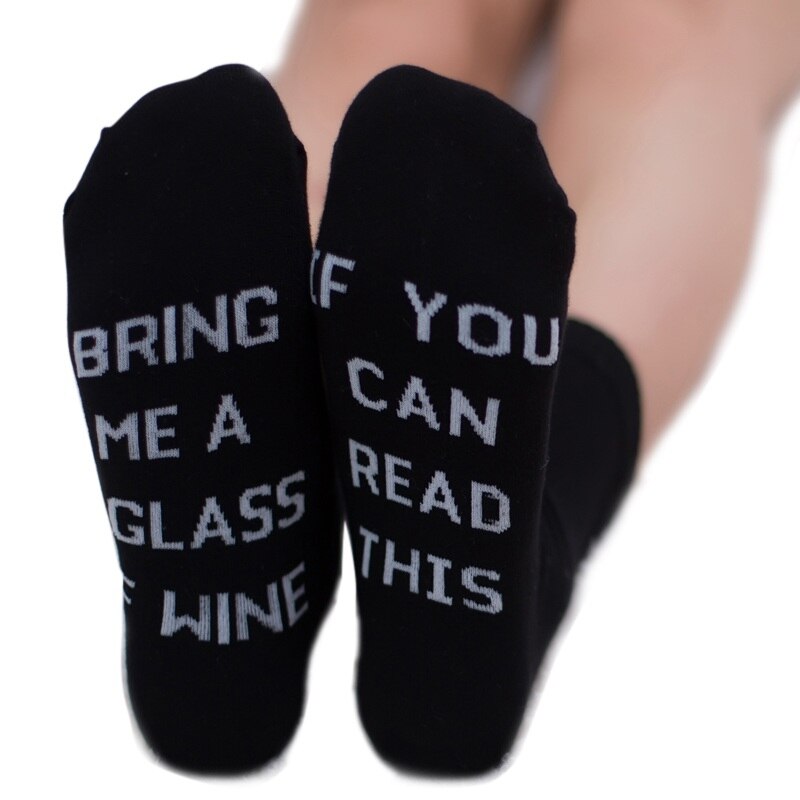 Men Women Wine socks Printed Letter If You can read this Bring Me a Glass of Wine Letter Printed Socks Sport Socks