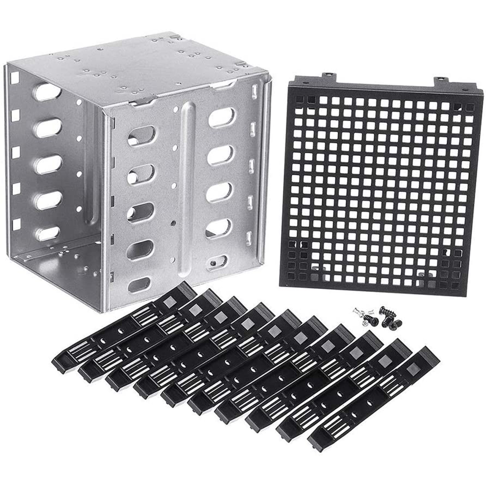 5,25 pulgadas a 5X3,5 "SATA SAS HDD Cage Rack caja de disco duro con ventilador bandeja de disco duro adaptador Caddy: Oro