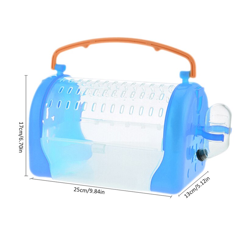 Transportín portátil para animales pequeños, jaula de viaje transpirable con botella y alimentador para mascotas, rata, hámster, erizo, Chinchilla