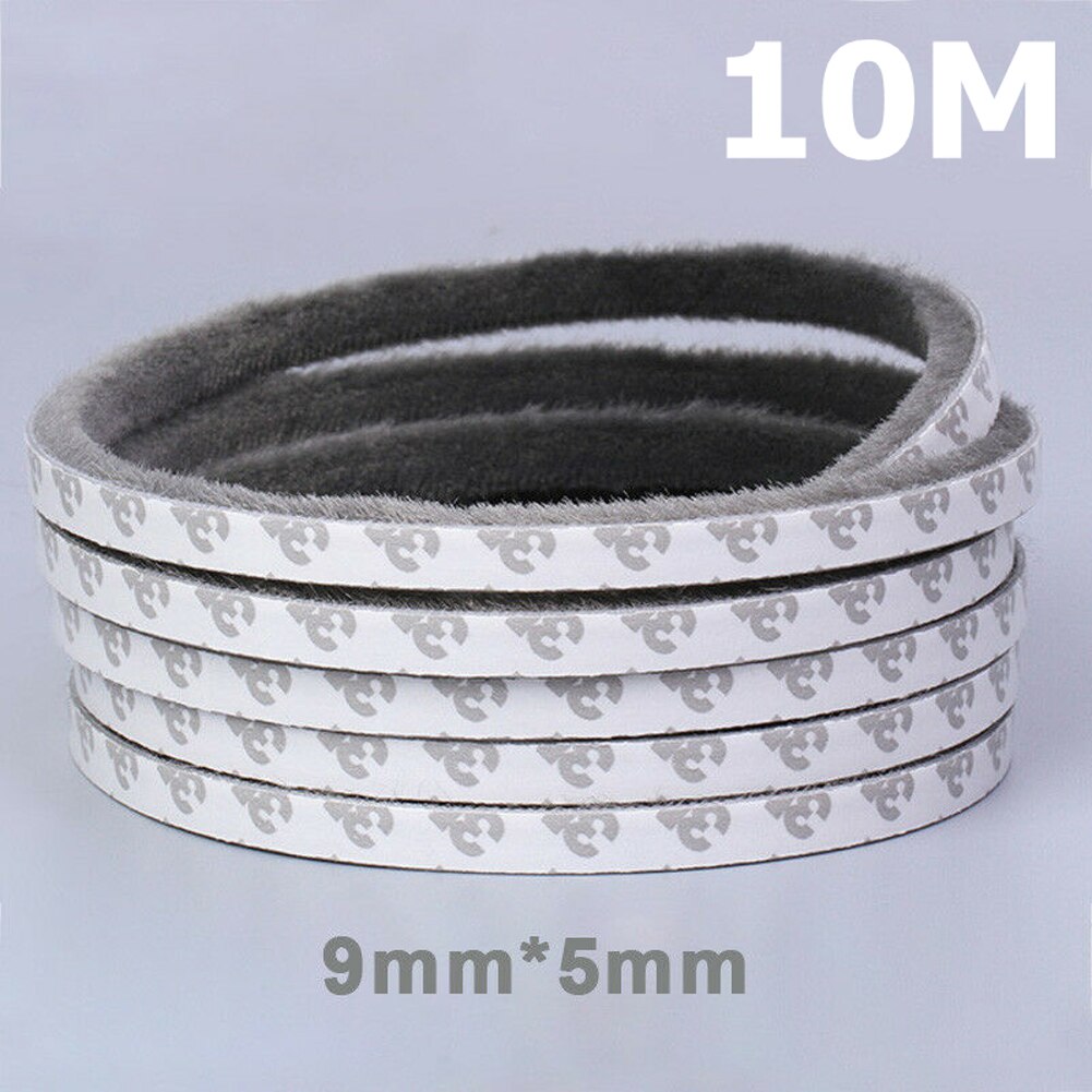 5/10 Meters Brush Strip Self Adhesive Door Window Sealing Strip Home Door Window Sound Insulation Wind-proof Strip Gasket: 10A-GY