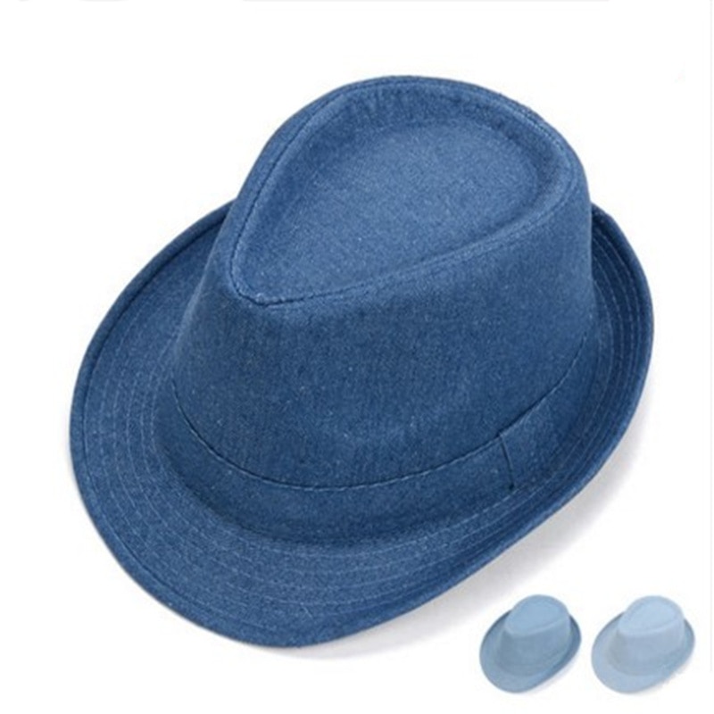 Klassische Denim oben Fedora Hütte Für Männer Steampunk Formale Gentleman Dickens Kostüm Hüte draussen Geizig Krempe Kappen