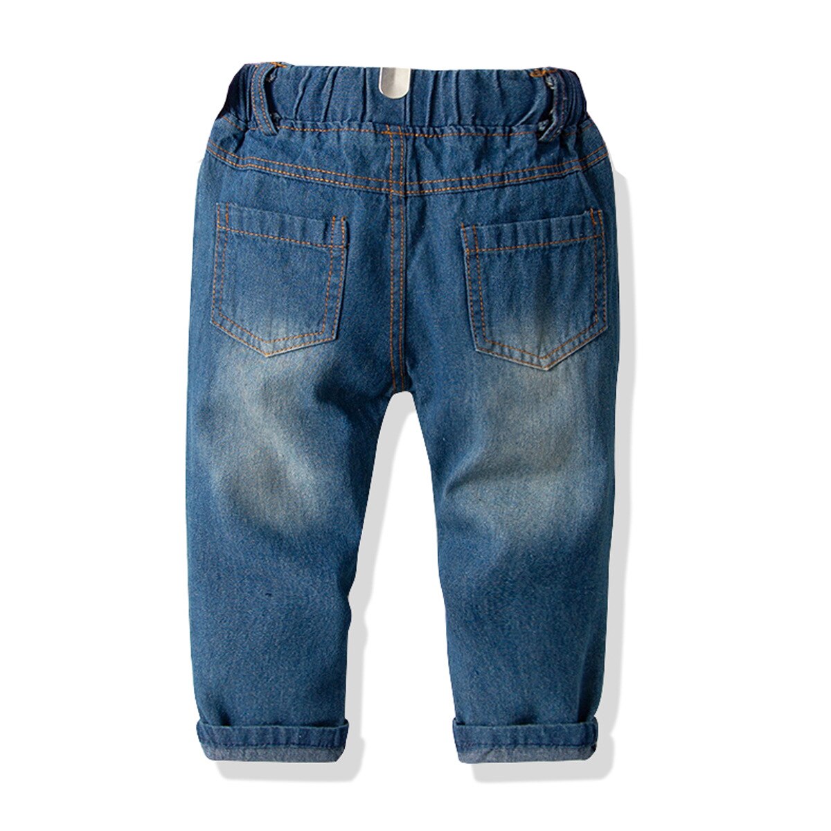 2021 0-6Y Toddler Baby Boy Denim pantaloni tuta primavera estate fori pantaloni lunghi blu con pantaloni cintura a righe