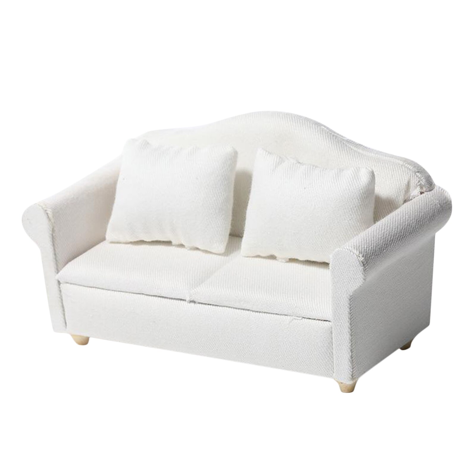 Miniature Dollhouse Sofa Chair - Dolls House Furniture - White Modern - 1/12 Scale