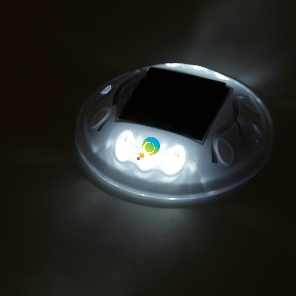 High Brightness Blue LED Flashing White Shell Solar Powered Plastic Road Stud