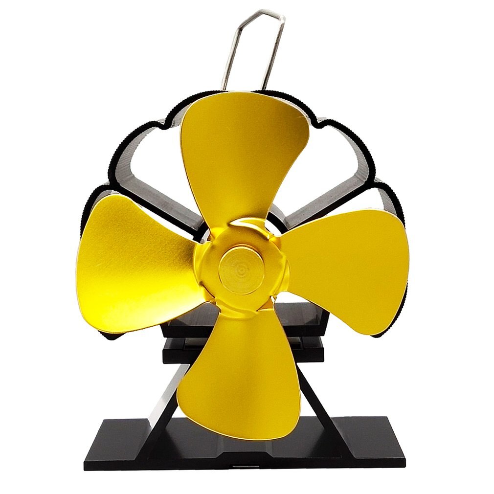 Poele impuissant ventilateur soufflant poele ventilateur poele a bois pour cheminee bruleur a bois ventilateur Eco alimenté ventilateur de cheminée ventilateur thermique: Golden 4 Blades