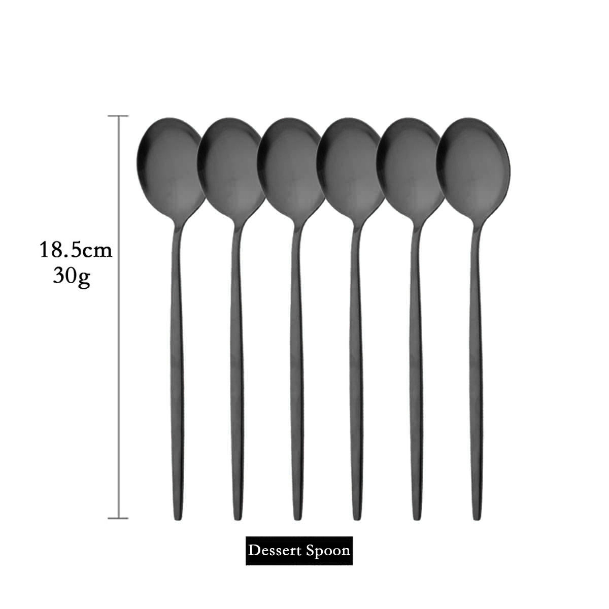 Juego de cubiertos de acero inoxidable para cocina, cubertería negra mate de 6 piezas, cuchara de hielo, tenedor, cuchillo de postre: Morado