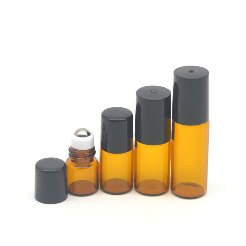 5 Stuks 1 Ml 2 Ml 3 Ml 5 Ml Amber Roll Glazen Flessen Voor Essentiële Oliën Roll-On hervulbare Parfum Fles Deodorant Containers