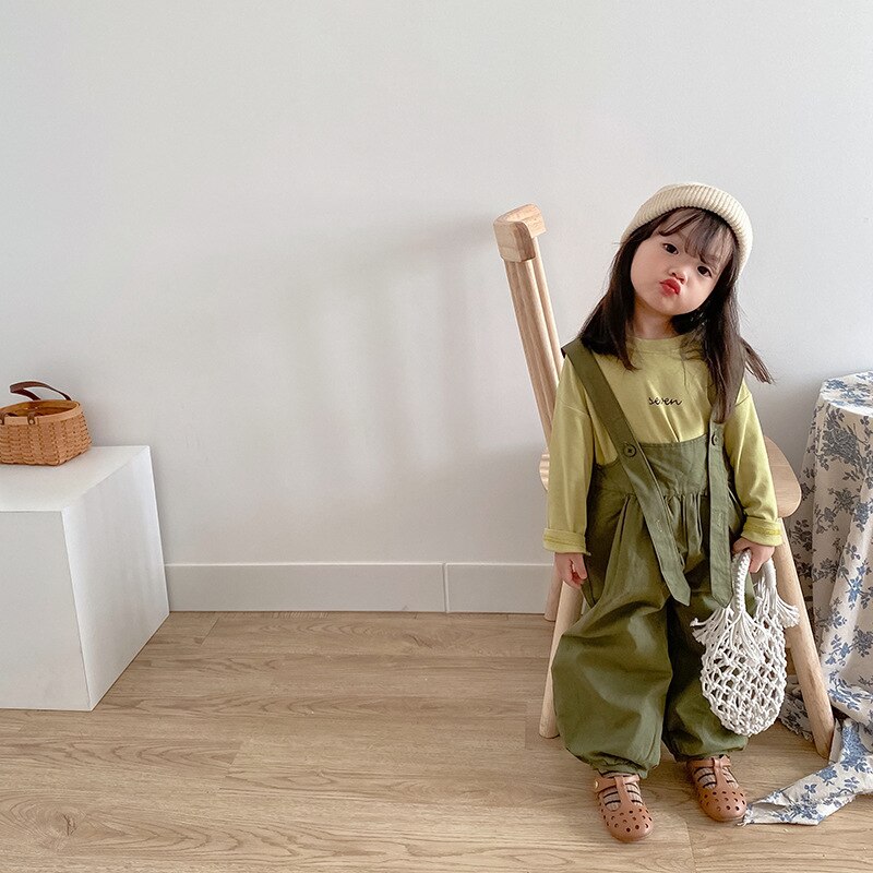5118 Kinderen Wijde Pijpen Bretels Broek Koreaanse Baby Jongen Jarretel Overalls Broek Meisje Effen Bib Broek Broek Kleding