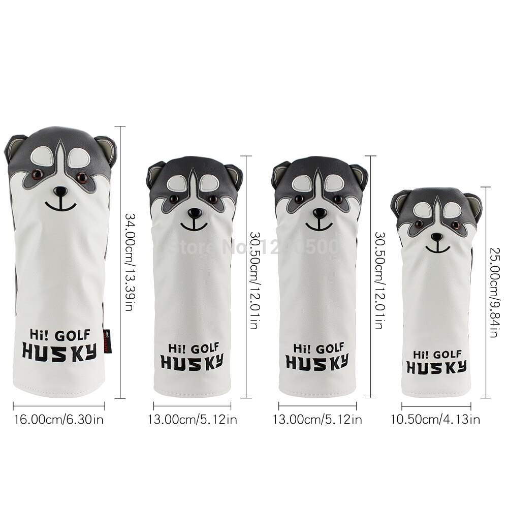 Funda para cabeza de palo de Golf Husky, adorable funda para cabeza de conductor de Golf, Animal de dibujos animados #1 #3 #5 #7, Funda de cuero PU para cabeza, fundas a prueba de polvo