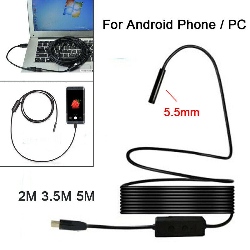 Hd Usb Android Camera Endoscoop IP67 2M 5M Micro Inspectie Video Camera Snake Borescope Tube 5.5Mm Usb endoscoop Voor Android