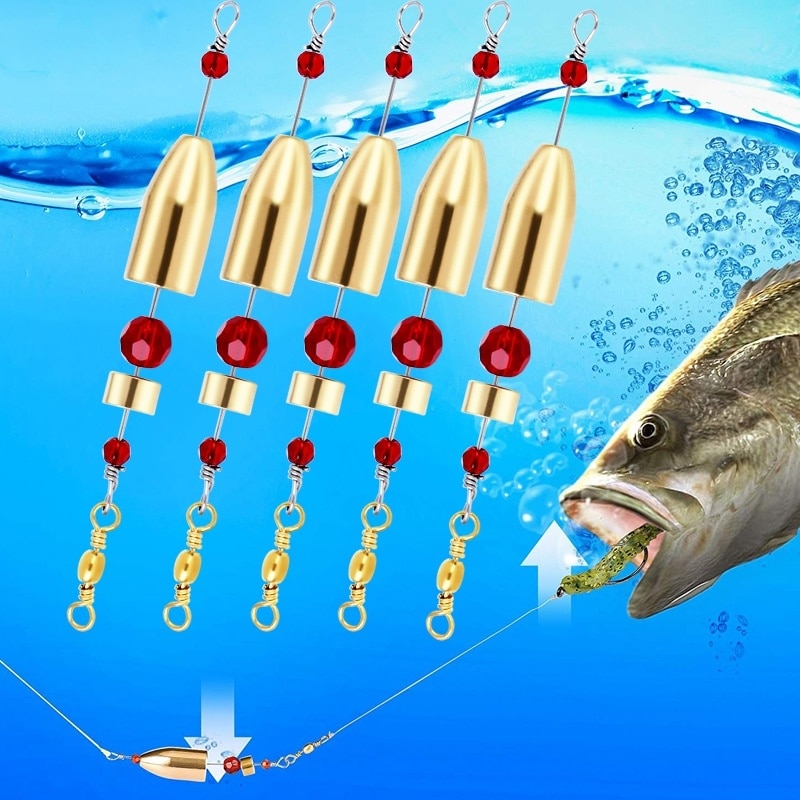 Sougayilang Fishing Carolina Ready Rig Brass Fishing Swivel Ring Connector Fishing Gear Tackle Tools