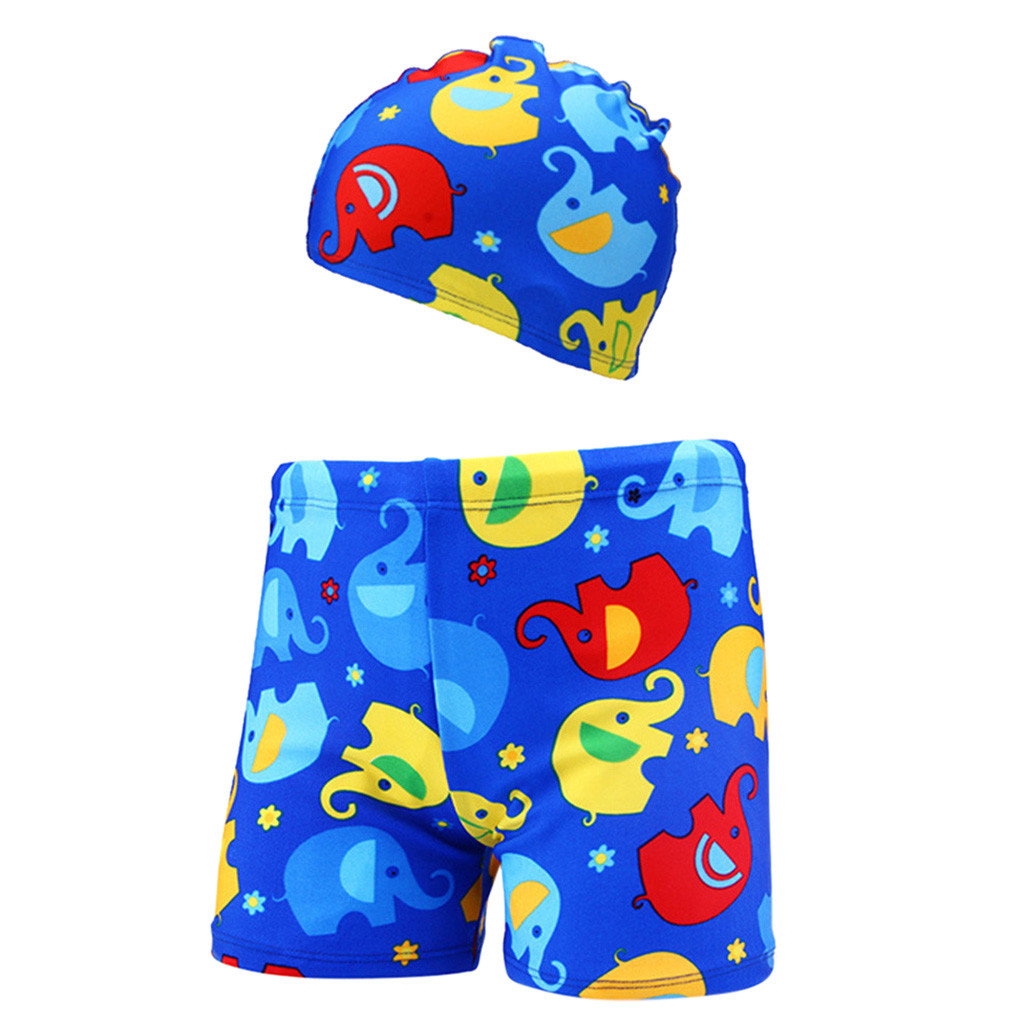 Zomer Outfit Kids Baby Jongens Stretch Strand Badpak Badmode Trunks Shorts + Hoed Set Kid Kinderen Zwemmen Pak mode W514: Blue / 6m