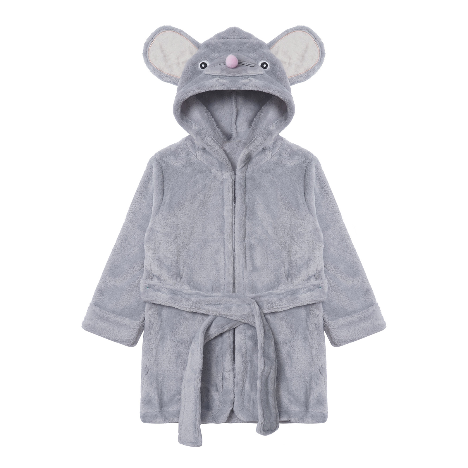 Robe à capuche pour enfants de 1 à 8 ans, motif lapin, vêtements de nuit pour bébés filles et garçons, serviettes de bain en flanelle, peignoir , pyjamas: Grey / 2T