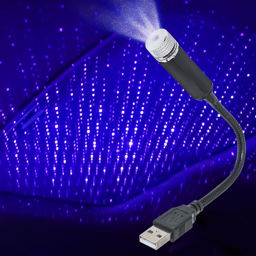 LED Projector Purple Night Light Adjustable USB Car Roof Atmosphere Star Sky Lamp Ambient Star Light