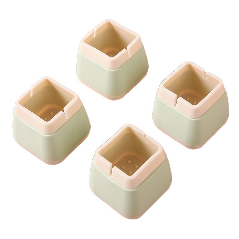 4PCS/SET Silicone Non-slip Table Chair Leg Caps Square/Round Shape Furniture Floor Feet Cover Protector Pads: Square Light Green