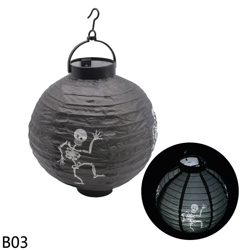 Halloween LED citrouille lanterne horreur lueur araignée crâne chauve-souris lampe à LED Halloween maison fête suspendus lustre décoration: B03