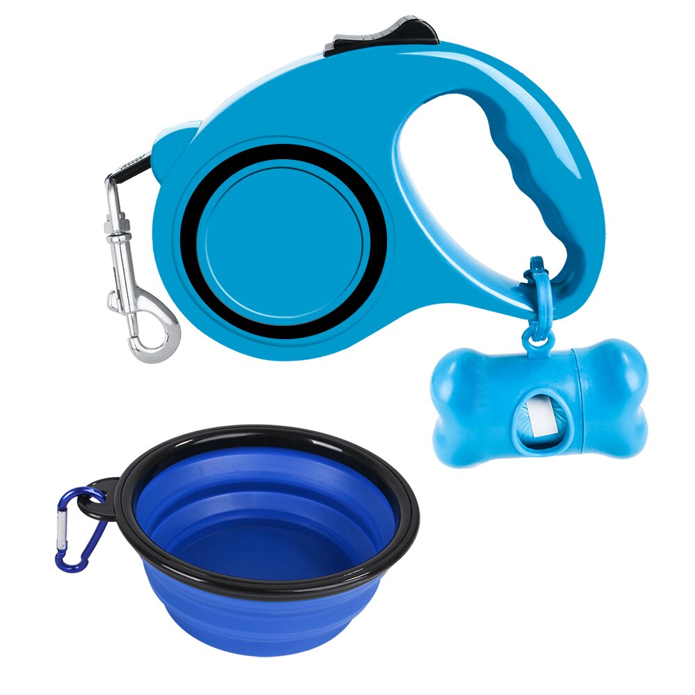 5M Retractable Dog Leash with Dog Waste Bag Dispenser &amp; Bags Dog Bowl Heavy Duty Walking Leash For Dogs Pet Puppy Leash Kit