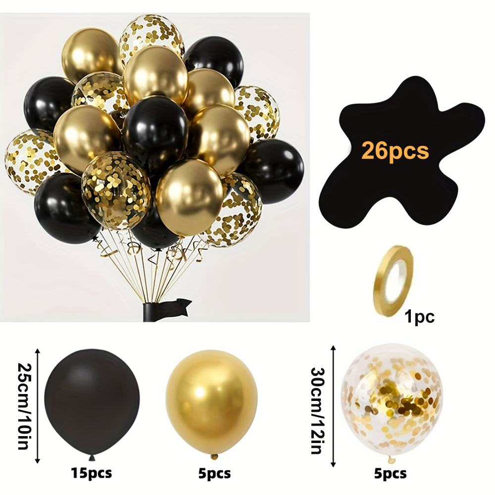 16pcs Black Metallic Sequin Balloons for Birthday Wedding Graduation Party Balloon Decoration: Laser
