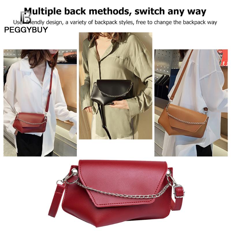 Vintage kvinder skuldertasker kvindelige casual pu læder ensfarvet messenger brystet packs