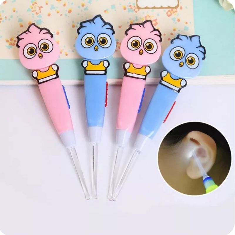 1 Stuk Cartoon Uil Lichtgevende Earpick Led Licht Oor Schoonmaken Lepel Baby Oorsmeer Verwijderen Veilig Tool Kids Verpleging